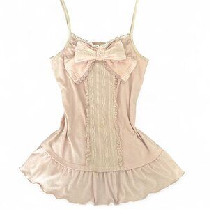 rare highly wanted axes femme bow pink camisole with lace details 🍥